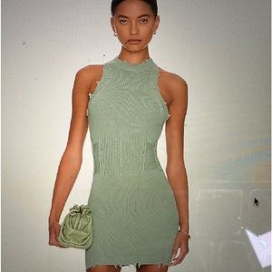 Ser.o.ya jade green Kade distress knit dress size S